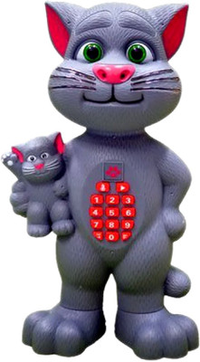 

Fabofly Talking Tom Cat With Baby Kitten (Touch Function, Music, Led Lighting, HD Recording, Animal Voices, Vehicle Sounds) Rattle(Grey)
