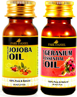 

Park Daniel Premium Jojoba Carrier oil and Geranium Essential oil combo of 2 bottles of 30 ml- Pure and Natural(60 ml)(65)