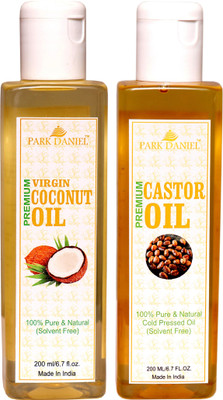 

Park Daniel Premium Virgin Coconut oil and Castor Oil Combo pack of 2 bottles of 200 ml(400 ml) Hair Oil(400 ml)