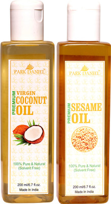 

Park Daniel Virgin Coconut oil and Virgin Sesame Oil - Pure and Natural Combo pack of 2 bottles of 200 ml(400 ml)(400 ml)