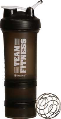 

iShake Easy Stack gym bottle 500 ml Shaker(Pack of 1, Black, Black)