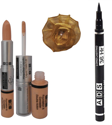 

ADS Foundation & Concealer (2 in 1), Sketch Waterproof Eyeliner and Golden Band(Set of 3)