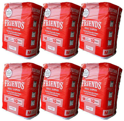 Friends HOSPITAL FOR WAIST SIZE 28"-44" INCHES Adult Diapers - M(60 Pieces)