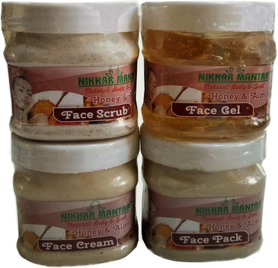 

Nikhar Mantra Honey Almond Scrub Gel Cream Pack 200ml Each 800 ml(Set of 4)