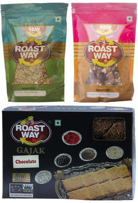 

Roast Way Special chocolate gajak & Dry Fruit Trail Mix & Moong Jor Garam Roasted Namkeen Combo(3)