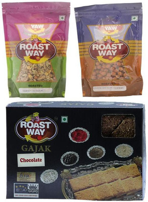 

Roast Way Special chocolate gajak & Rudraksh Gur Chana & Sweet N Sour Roasted Namkeen Combo(3)