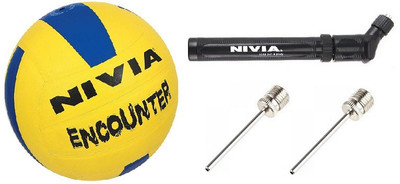 

Nivia Combo Of Three, One 'Encounter' Volleyball , One Double Action Pump and Two Needle- Volleyball Kit