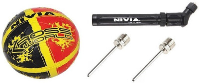

Nivia Combo Of Three, One Kross World New Football (Color on availability) Football, One Double action ball pump and Two Needle- Football Kit