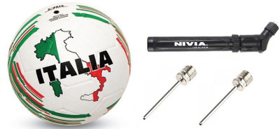 Nivia Combo Of Three, One Country Colour (Italia) Football ,One Double Action Pump, and Two Needles- Football Kit