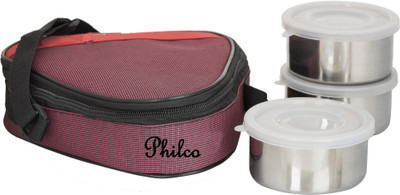 

Philco Triangle Meroon-3 Steel Container 2 Containers Lunch Box(600 ml), Multicolor