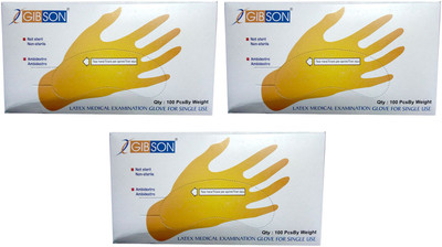 

Gibson LATEX MEDICAL EXAMINATION GLOVES FOR SINGLE USE, (100 Pcs. PACK ), SET OF 3 PACKS Latex Examination Gloves(Pack of 300)