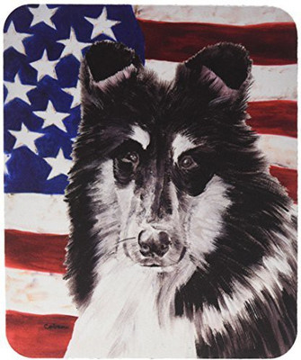 

Caroline's Treasures Black & White Collie with American Flag USA MousePad Mousepad(Multicolor)