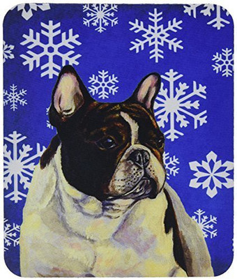 

Caroline's Treasures French Bulldog Winter Snowflakes Holiday MousePad Mousepad(Multicolor)
