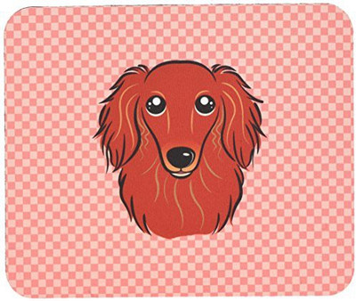 

Caroline's Treasures Checkerboard Pink Longhair Red Dachshund MousePad Mousepad(Multicolor)