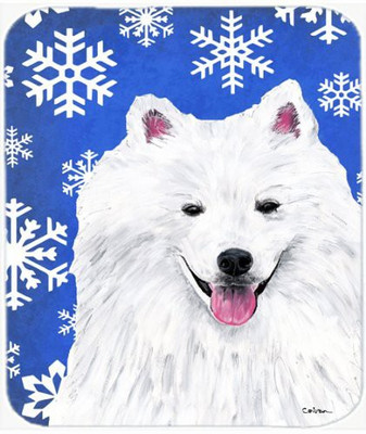 

Caroline's Treasures American Eskimo Winter Snowflakes Holiday MousePad Mousepad(Multicolor)