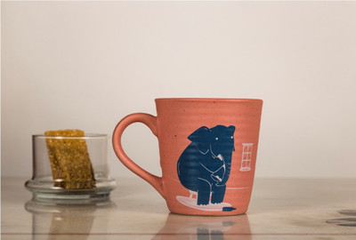 

CollarFolk Printed Elephant In The Room Ceramic Mug(350 ml), Pink