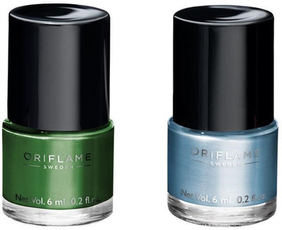 

Oriflame Sweden Pure Colour Nail Polish Mini Serene Green, Marine Blue(Pack of 2)