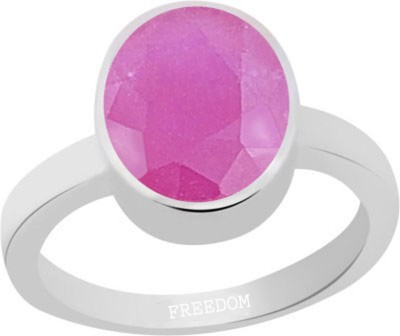 freedom Natural Certified Ruby (Manik) Gemstone 5.25 Ratti or 4.78 Carat for Male & Female Sterling Silver Ruby Ring