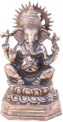 Apkamart Handicraft Lord Ganesh Statue - 15 Inch - Decorative Metal Ganesha Statue for Home Decor and Gifts Decorative Showpiece - 38 cm(Aluminium, Copper) Flipkart