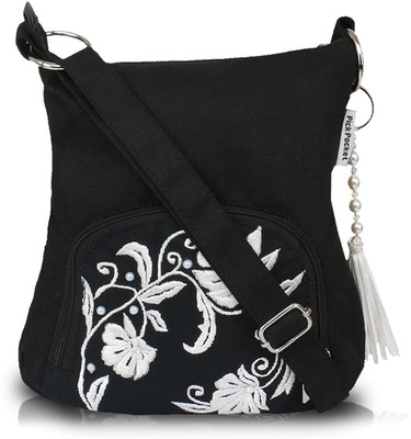 

Pickpocket Women Casual Black Canvas Sling Bag