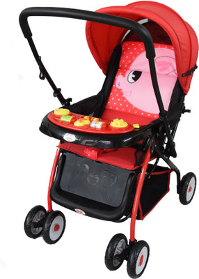 

abdc kids Baby Pram & Stroller Crysta Red With Reversible Handlebar Pram(Multi, Red)