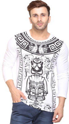 Mi Moda Printed Men Round Neck White T-Shirt