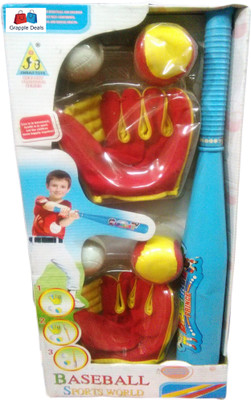 

GRAPPLE DEALS Baseball Sports World Set With Gloves And Balls For Kids. (Multicolor) Puffer Ball