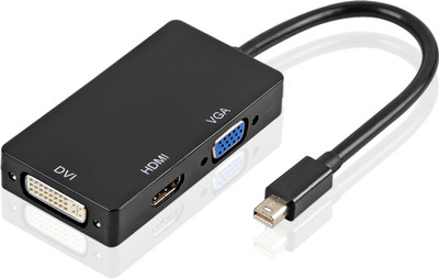 

LipiWorld TV-out Cable Thunderbolt Mini Display port DP to HDMI DVI VGA Adapter Converter Cable- mini DP to HDMI/VGA/DVI(Black, For Laptop)