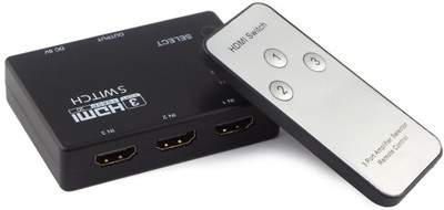 

LipiWorld TV-out Cable 3 Port HDMI Switch - Mini 1080p HDMI Switcher Selector Box Auto Switch With Remote(Black, For TV)