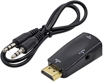 

LipiWorld TV-out Cable HD 1080P HDMI to VGA Converter Adapter Converter with 3.5mm Audio For Laptop PC Projector Notebook HDTV PS3 Xbox STB Blu-ray DVD -Hdmi Male to Vga Female With Audio Black(Black, For DVD)