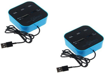 

durReey Set of 2 ALl In One 3 Port Card Reader + 2.0 Plug and Play USB Hub(Blue)