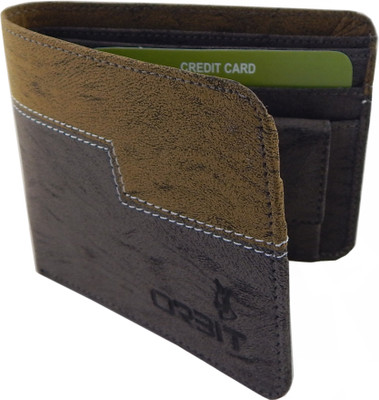 

Orbit Men Brown, Khaki Genuine Leather, Fabric Wallet(4 Card Slots)