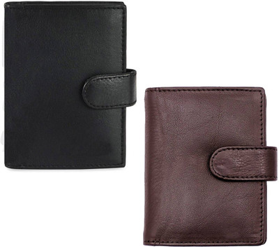 

Elligator Men Brown, Black Genuine Leather Card Holder(10 Card Slots), Black;brown
