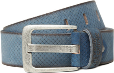 

Flying Machine Men Casual Blue Genuine Leather Belt, Prussian blue