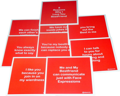 

STAWNCH 8 REASONS WHY I LOVE MY BEST FRIEND GREETING CARDS [SET OF 8 CARDS SIZE 4" X 4"] Greeting Card(Red, Pack of 1)