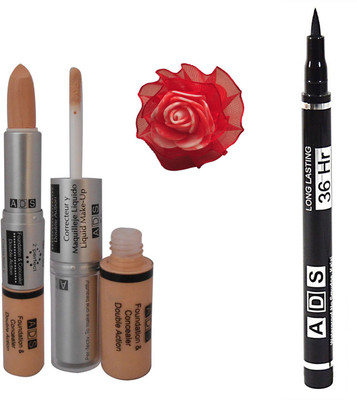 

ADS Foundation & Concealer (2 in 1), Sketch Waterproof Eyeliner and Red Band(Set of 4)
