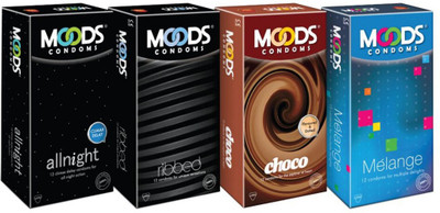 

Moods Allnight, Ribbed, Choco and Melange Condom(Set of 4, 48S)