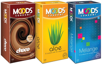 Moods Choco, Aloe and Melange Condom(Set of 3, 36S)