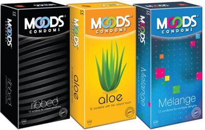 

Moods Ribbed, Aloe and Melange Condom(Set of 3, 36S)