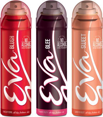 

EVA Deodorant Spray, Sweet, Blush & Glee ,125ml - Combo 3 Deodorant Spray - For Women(125 ml, Pack of 3)
