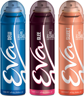 

EVA Deodorant Spray, Sweet, Dew & Glee ,125ml - Combo 3 Deodorant Spray - For Women(125 ml, Pack of 3)