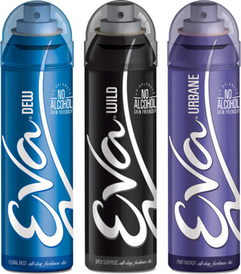 

EVA Deodorant Spray, Wild, Urbane & Dew ,125ml - Combo 3 Deodorant Spray - For Women(125 ml, Pack of 3)