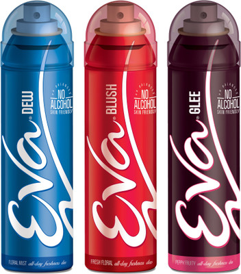

EVA Deodorant Spray, Blush, Dew & Glee ,125ml - Combo 3 Deodorant Spray - For Women(125 ml, Pack of 3)