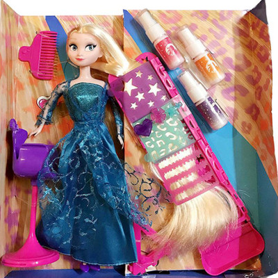 

Bonkerz Beautiful Frozen Doll With Hair Color Designs and Salon Accessories Toy kit(Multicolor)