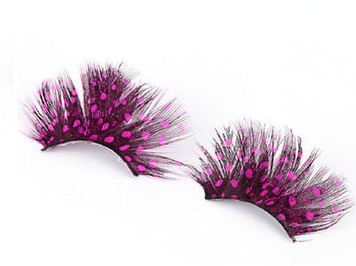 

HE Retail Supplies 1 Pair Feather Dot False Eyelashes Makeup Eye Lash Halloween Xmas Show Masquerade Natural Colorful(Pack of 2)
