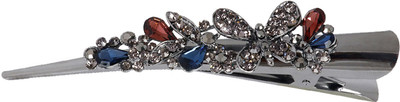 

Bijou Vertex Gunmetal Navy & Purple Metal Butterfly Embellished With Crystals Hair Clip(Grey)