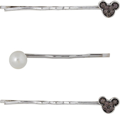 

Bijou Vertex Silver Teddy & Faux Pearl Embellished Hair Slides & Bobby Pins Pack of 3 Hair Clip(Silver)