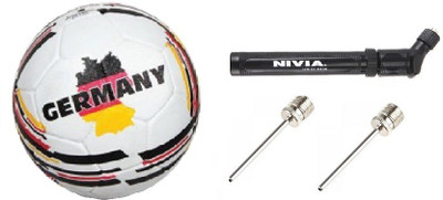 

Nivia Combo Of Three, One Country Colour (Germany) Football, One double action Ball Pump and Two Needle- Football Kit