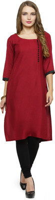 Enchanted Drapes Women Printed Straight Kurta(Maroon)