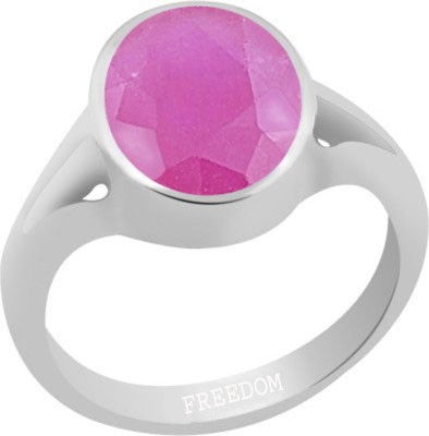 freedom Natural Certified Ruby (Manik) Gemstone 4.25 Ratti or 3.87 Carat for Male & Female Sterling Silver Ruby Ring